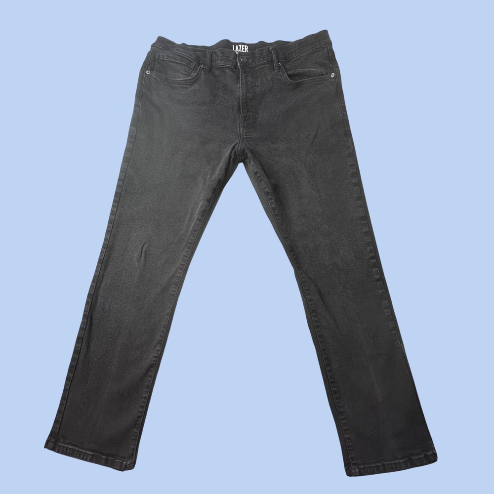 Lazer Jeans Mens 38x30 (36x27) Black Slim Fit Stretch Denim Pants Casual Classic